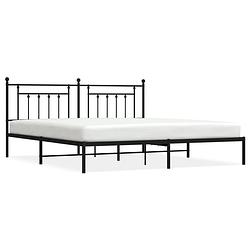 Foto van The living store bedframe - klassiek design - robuust staal - extra opbergruimte - zwart - 207 x 198 x 97 cm