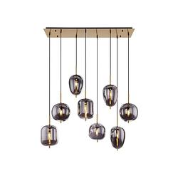 Foto van 8-lichts hanglamp met rookkleur glas industrieel i hanglamp rook kleur woonkamer eetkamer