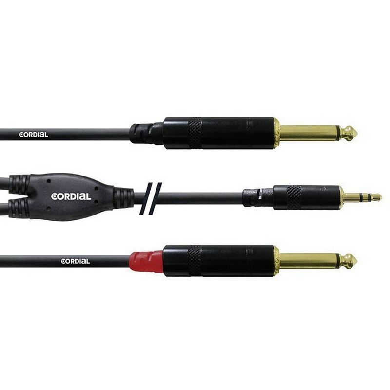 Foto van Cordial 3 m rean connector 3,5 mm/ 2 x 6,3 mm rca y-kabel