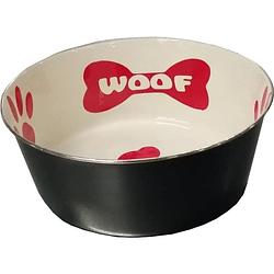 Foto van Dogs collection hondenvoer- en drinkbak 16 cm rvs wit/rood