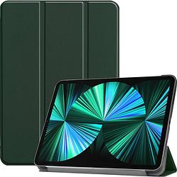 Foto van Basey ipad pro 2021 12,9 inch hoes case hoesje donker groen hardcover book case cover