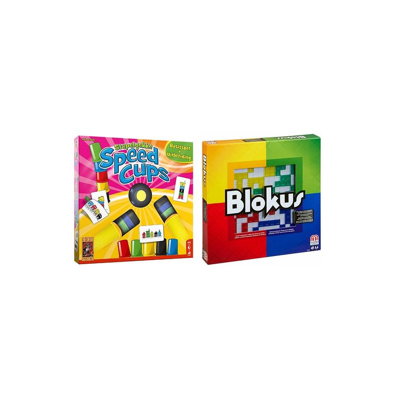 Foto van Spellenbundel - bordspel - 2 stuks - stapelgekke speedcups - 6 spelers & blokus