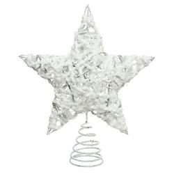 Foto van Kunststof ster piek/kerstboom topper wit/zilver 23 cm - kerstboompieken