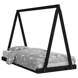 Foto van Vidaxl kinderbedframe 90x190 cm massief grenenhout zwart