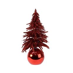 Foto van Everlands - bauble boom snowy l12b12h20 cm rood kerst