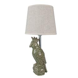 Foto van Haes deco - tafellamp - city jungle - papegaai lamp, ø 18x36 cm - groen keramiek met beige - bureaulamp, sfeerlamp