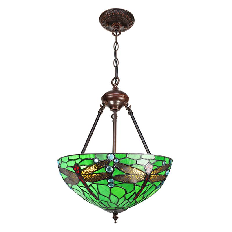 Foto van Haes deco - hanglamp tiffany groen ø 31x126 cm e27/max 2x40w