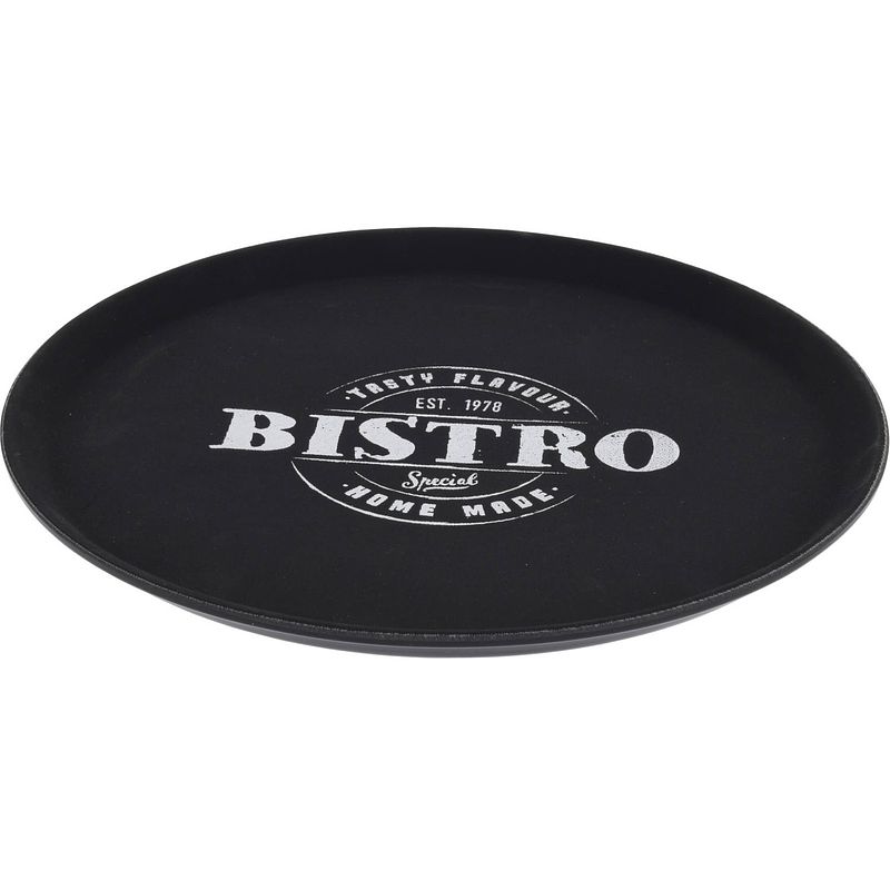 Foto van Zwart anti-slip dienblad kunststof 36 cm bistro special - dienbladen