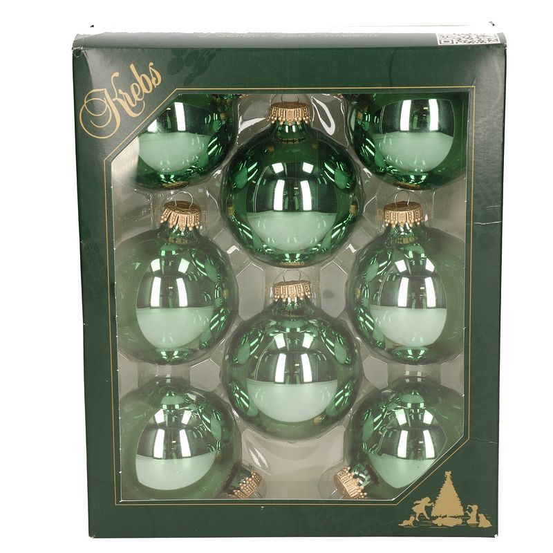 Foto van 24x jade groene glazen kerstballen glans 7 cm kerstboomversiering - kerstbal