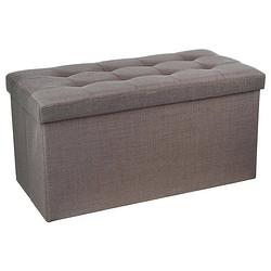 Foto van Atmosphera poef/hocker/voetenbankje - opbergbox - donkergrijs - pu/mdf - 76 x 38 x 38 cm - poefs