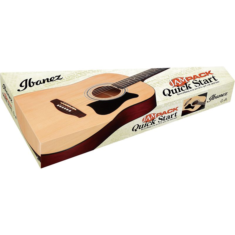 Foto van Ibanez v50njp open pore vintage sunburst jam pack quick start westerngitaar-pakket