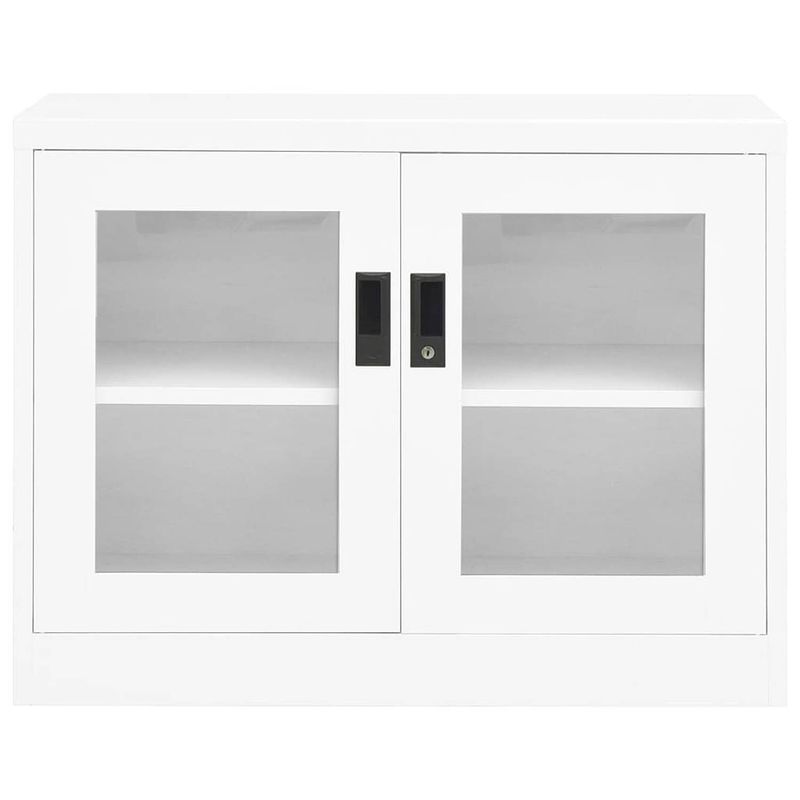 Foto van The living store archiefkast - staal en gehard glas - 90x40x70 cm - wit