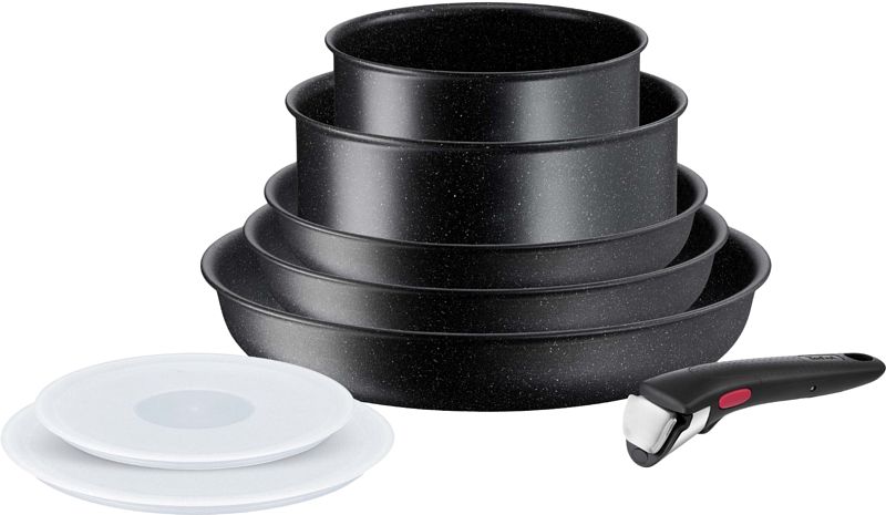 Foto van Tefal ingenio black stone pannenset 8-delig