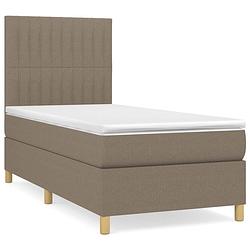 Foto van Vidaxl boxspring met matras stof taupe 90x200 cm