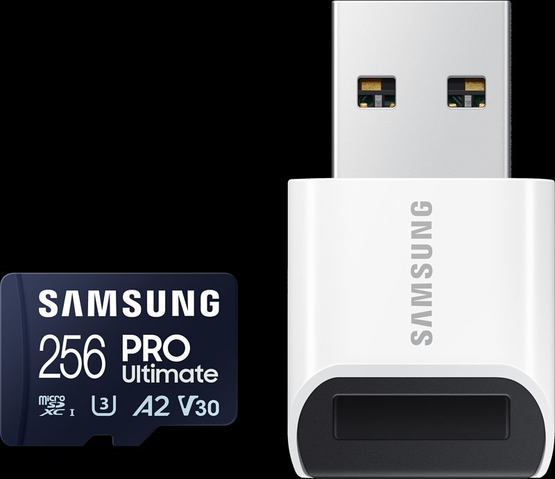 Foto van Samsung pro ultimate 256 gb (2023) microsdxc + usb lezer