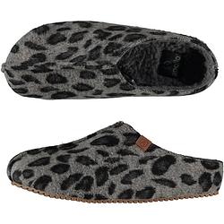 Foto van Dames instap slippers/pantoffels luipaard print grijs maat 41-42 - sloffen - volwassenen