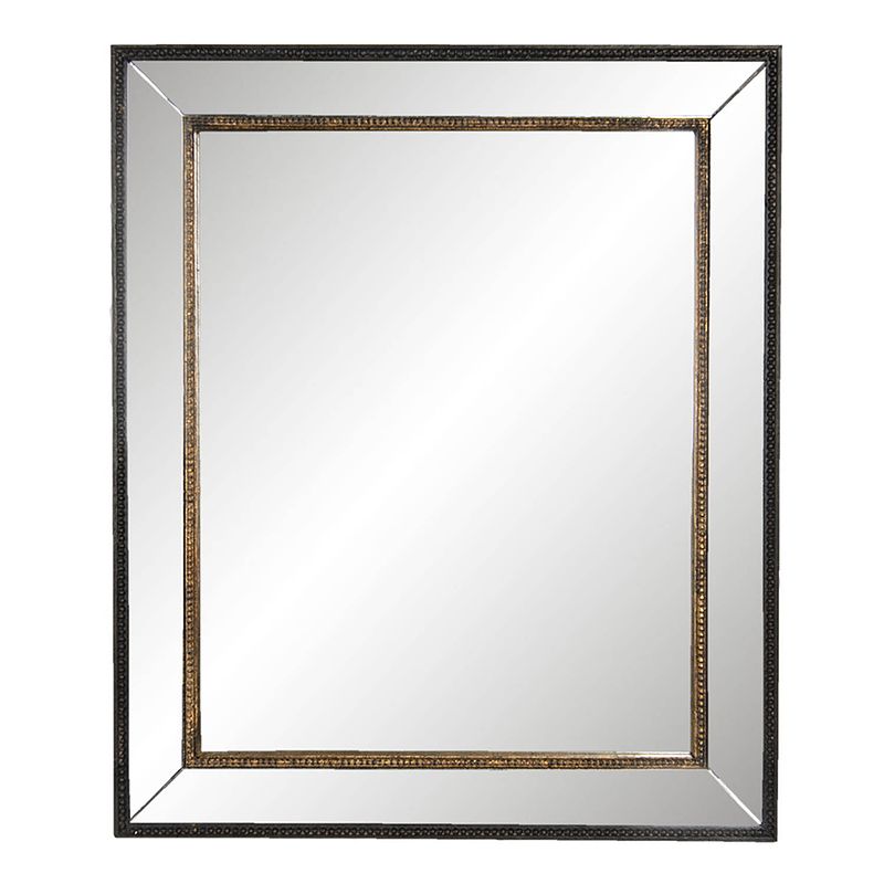 Foto van Haes deco - rechthoekige spiegel met spiegelrand - zwart - 50x3x60 cm - hout / glas - wandspiegel, spiegel rechthoek