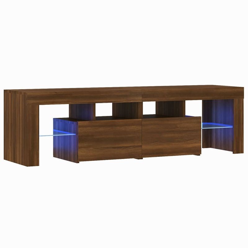 Foto van The living store tv-meubel - led-verlichting - 140 x 36.5 x 40 cm - bruineiken