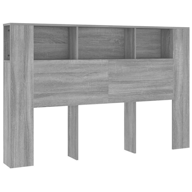 Foto van The living store wandhoofdbordkast - grijs sonoma eiken - 160 x 18.5 x 104.5 cm - voor bed - 5 vakken