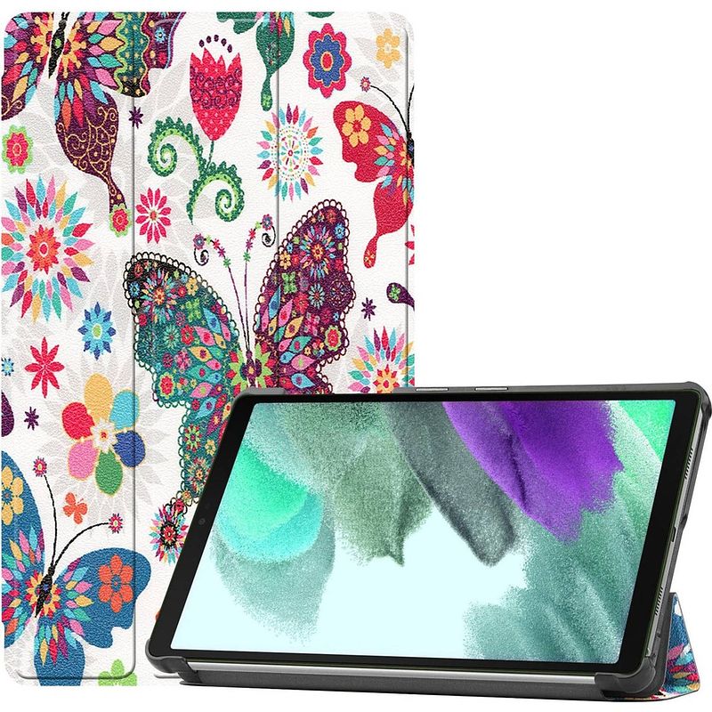 Foto van Basey samsung galaxy tab a7 lite hoesje kunstleer hoes case cover - vlinders