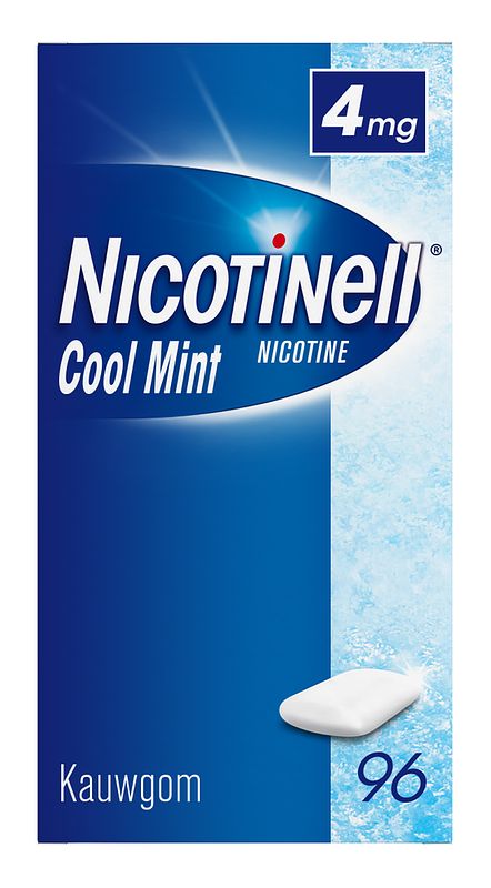 Foto van Nicotinell kauwgom cool mint 4mg - voor stoppen met roken