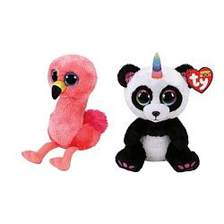 Foto van Ty - knuffel - beanie boo's - gilda flamingo & paris panda