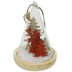 Foto van Peha hangfiguur kerstboom 10,5 cm hout/glas bruin/rood