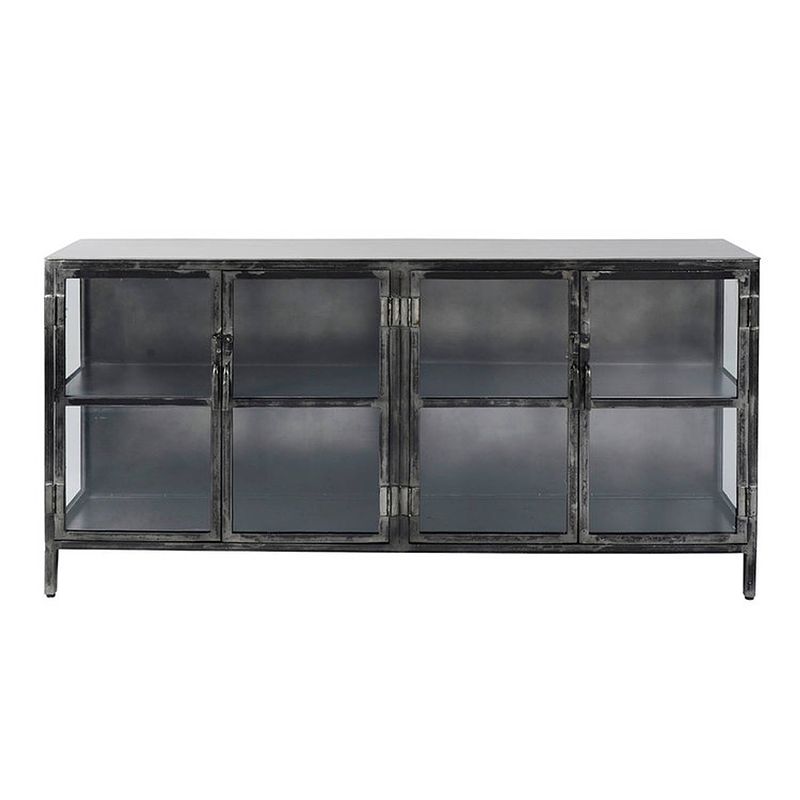 Foto van Livin24 industrieel dressoir suro gun metal 4-deurs glas.