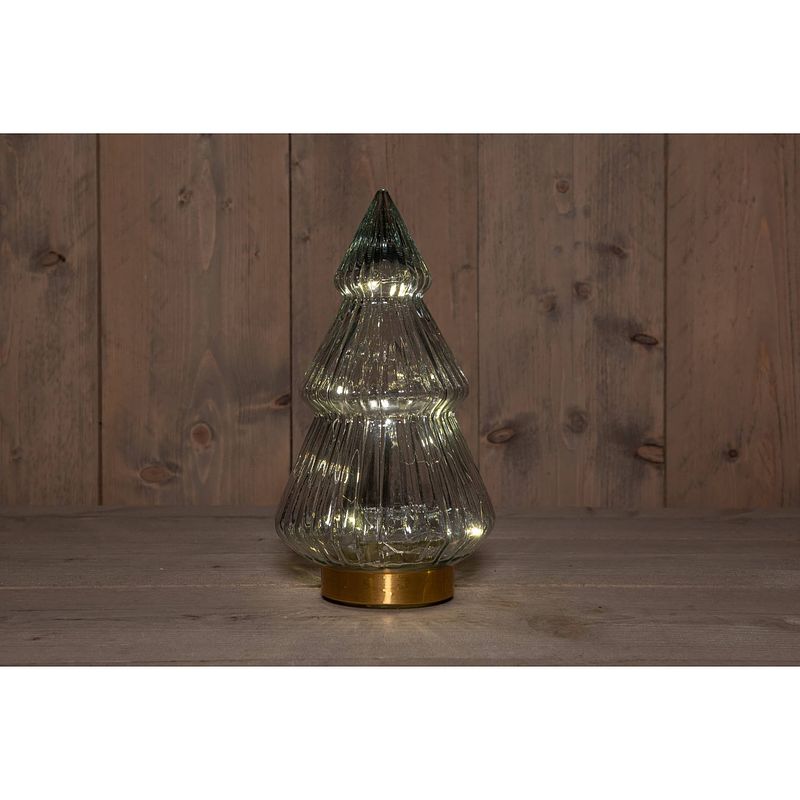 Foto van Anna'ss collection - b.o.t. tree glass 15x28,5 cm grey with golden base 10led