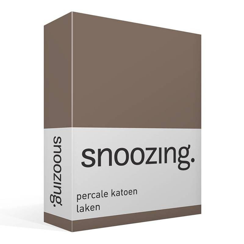 Foto van Snoozing - laken - tweepersoons - percale katoen - 200x260 - bruin