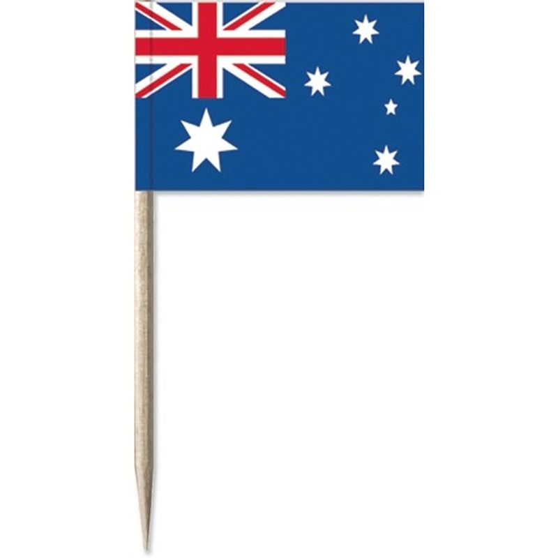 Foto van 50x cocktailprikkers australi? 8 cm vlaggetje landen decoratie - cocktailprikkers