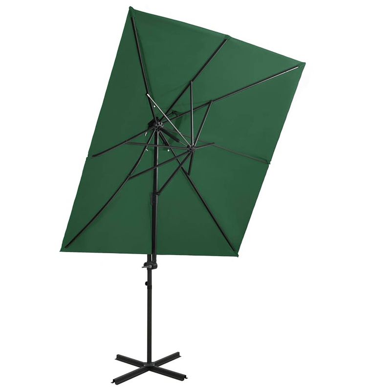 Foto van Vidaxl zweefparasol met dubbel dak 250x250 cm groen