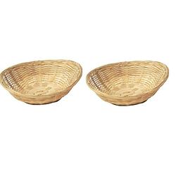 Foto van 2x ovale rieten/bamboe mand/schaal 22 x 17 x 7 cm - keuken artikelen fruitschalen/manden - huis decoratie