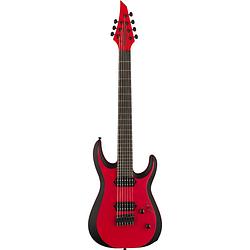 Foto van Jackson pro plus series dk modern mdk7 ht eb satin red with black bevels 7-snarige elektrische gitaar met gigbag