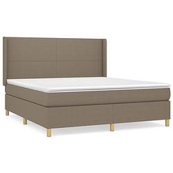 Foto van The living store boxspringbed - taupe - 203x163x118/128 - pocketvering matras - middelharde ondersteuning -