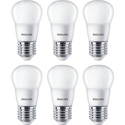 Foto van Philips led kogellampen e27 - warm wit licht - kogel p45 - 4w/25w - 250 lm - 6 led lampen