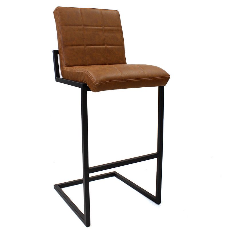 Foto van Dimehouse hoxton barkruk cognac - industrieel - 78 cm - met rugleuning