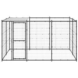 Foto van The living store hondenkennel - gepoedercoat staal - 330 x 220 x 180 cm - met dak en deur