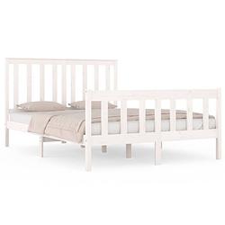 Foto van The living store bedframe grenenhout - 195.5 x 125.5 x 69.5 cm - wit