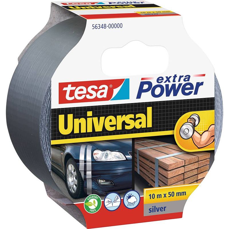 Foto van Tesa universal 56348-00000-06 textieltape tesa extra power zilver (l x b) 10 m x 50 mm 1 stuk(s)