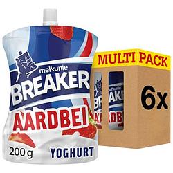 Foto van Melkunie breaker original yoghurt aardbei 6 x 200g bij jumbo