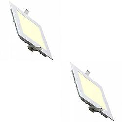 Foto van Led downlight slim - inbouw vierkant 3w - warm wit 2700k - mat wit aluminium - 89mm