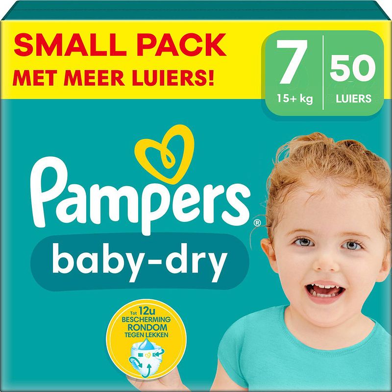 Foto van Pampers - baby dry - maat 7 - small pack - 50 stuks - 15+ kg