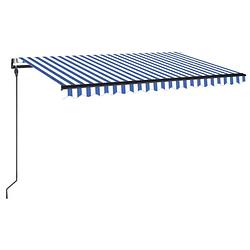 Foto van Vidaxl luifel automatisch met led en windsensor 450x300 cm blauw wit