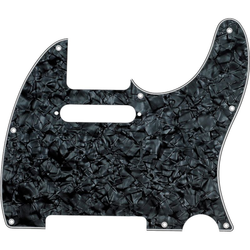 Foto van Fender 8-hole mount multi-ply telecaster pickguard black pearl slagplaat voor fender telecaster