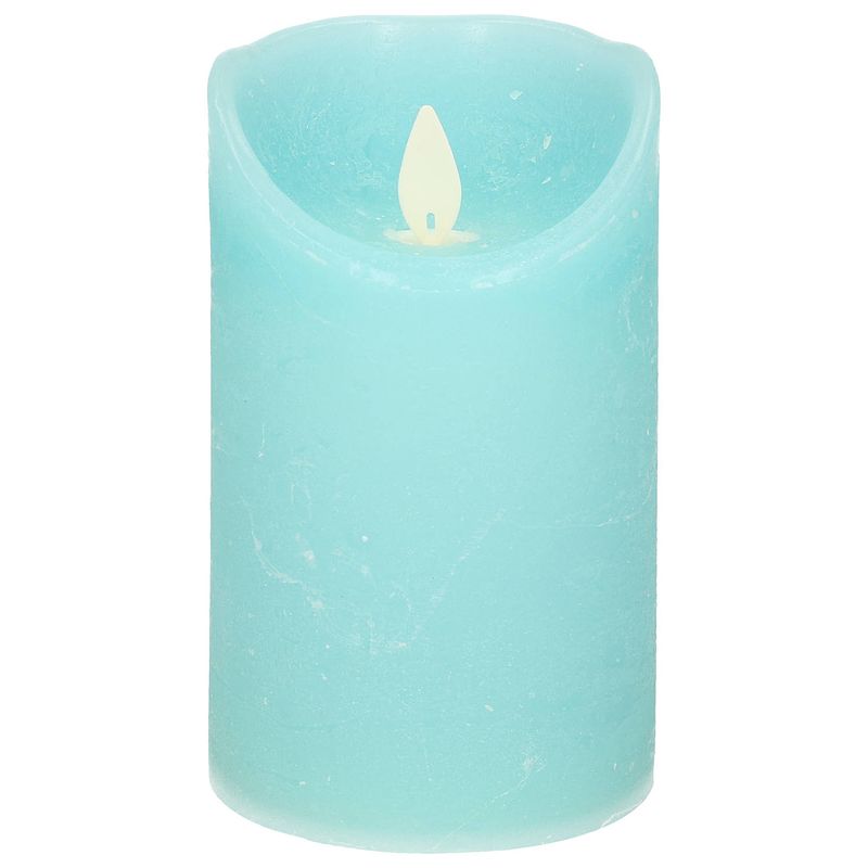 Foto van 1x aqua blauwe led kaarsen / stompkaarsen met bewegende vlam 12,5 cm - led kaarsen