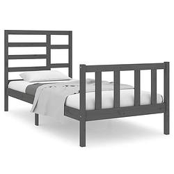 Foto van The living store bedframe - houten - eenpersoons - 195.5 x 96 x 104 cm - grijs