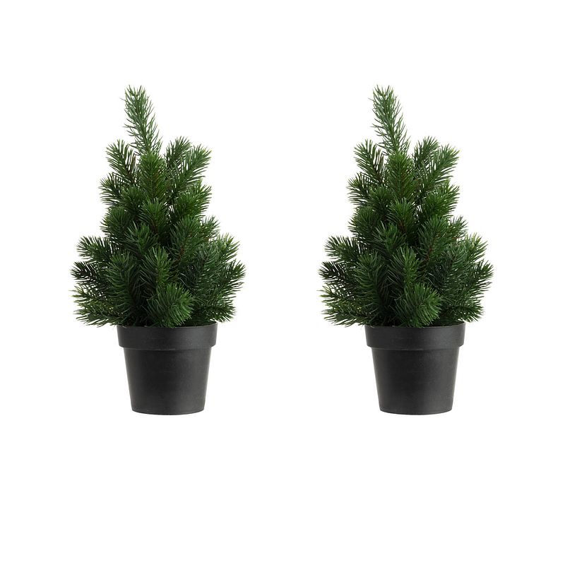 Foto van 2x stuks kunstboom/kunst kerstboom groen 45 cm - kunstkerstboom