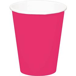 Foto van 16x stuks drinkbekers van papier fuchsia roze 350 ml - feestbekertjes