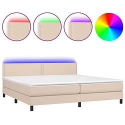 Foto van Vidaxl boxspring met matras en led kunstleer cappuccinokleur 200x200cm